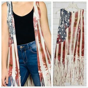 American Flag Tassle Vest